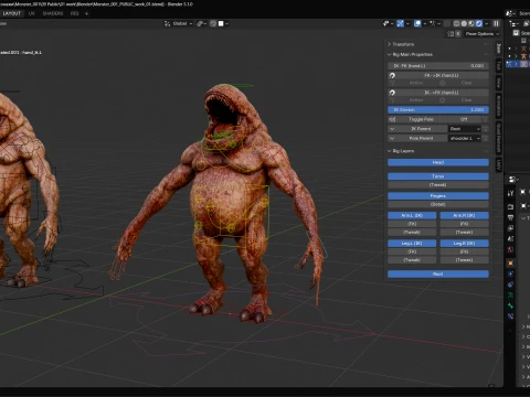 Flesh Mutant Monster 3D Model