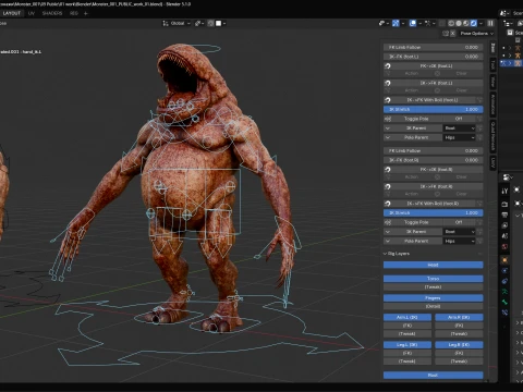 Flesh Mutant Monster 3D Model