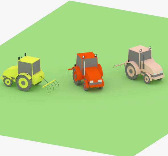 low poly tractor 3D Model .c4d .max .obj .3ds .fbx .stl .blend