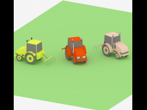 low poly tractor 3D Модель