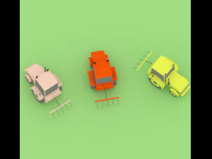 low poly tractor 3D Model