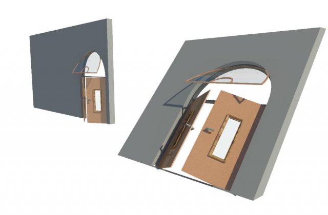 slanted wall door and line based curtains Modelo 3D .c4d .max .obj .3ds .fbx .stl .blend