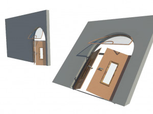 slanted wall door and line based curtains 3D Model