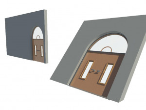 slanted wall door and line based curtains Modelo 3D
