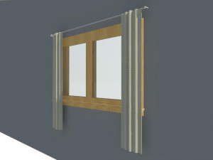 slanted wall door and line based curtains Modelo 3D