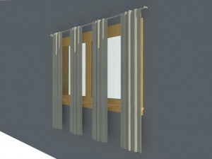 slanted wall door and line based curtains Modelo 3D
