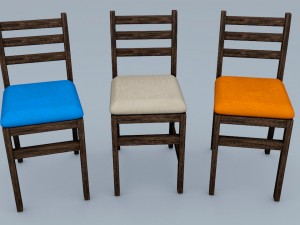 wooden chair set 3D Model
