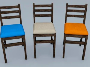 木製椅子セット 3Dモデル