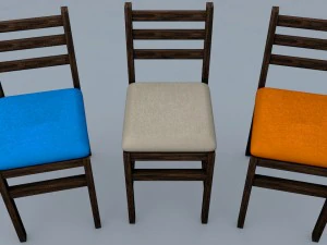 wooden chair set 3D Model