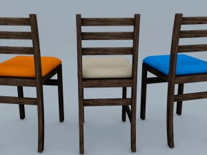 wooden chair set 3D Model