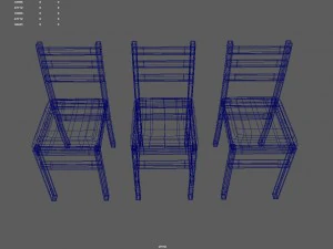 wooden chair set 3D Model