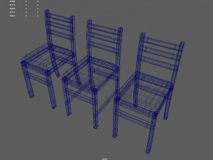 wooden chair set 3D Model