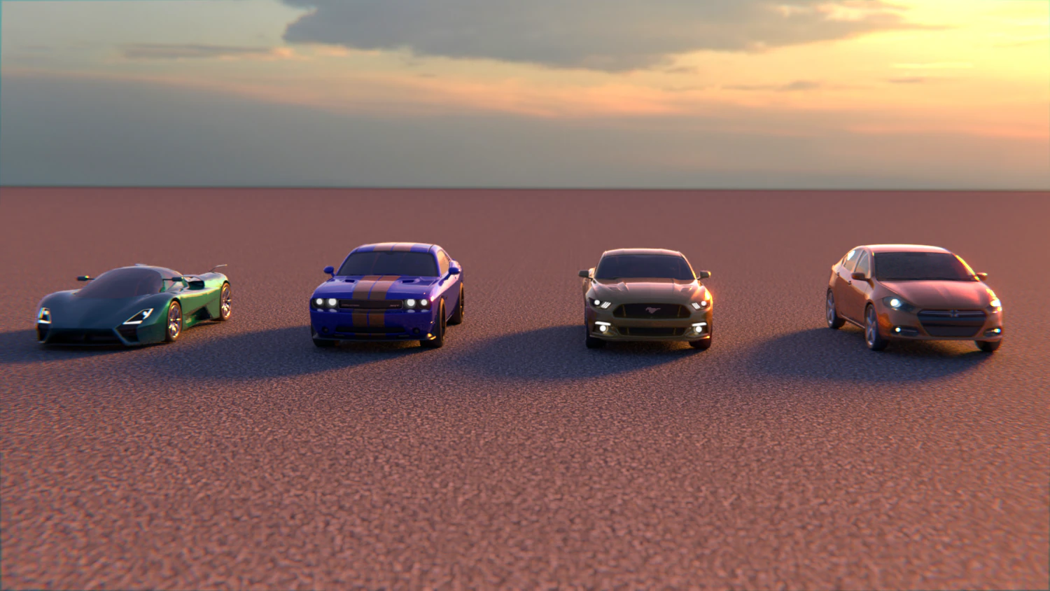 blender american muscle cars pack 3D Model .c4d .max .obj .3ds .fbx .stl .blend