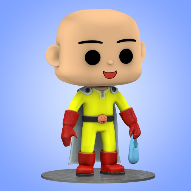 mini saitama one punch man big head 3Dモデル .c4d .max .obj .3ds .fbx .stl .blend 