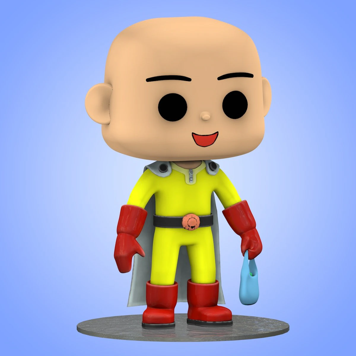 mini saitama one punch man big head 3D Model .c4d .max .obj .3ds .fbx .stl .blend 