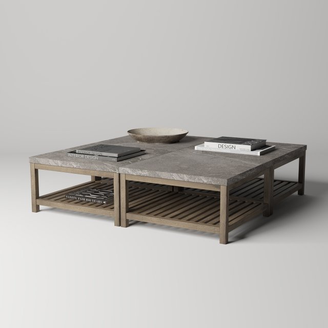 marvel stone top rectangular coffee table 3D 模型 .c4d .max .obj .3ds .fbx .stl .blend 