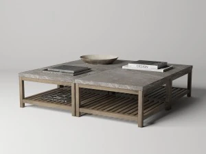 marvel stone top rectangular coffee table 3D Model