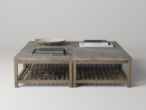 marvel stone top rectangular coffee table 3D 模型