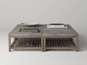 मार्वल स्टोन शीर्ष आयताकार कॉफी टेबल 3D मॉडल