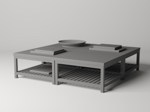 marvel stone top rectangular coffee table 3D 模型