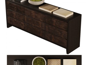 wyeth split bamboo 9 drawer dresser 3D Model