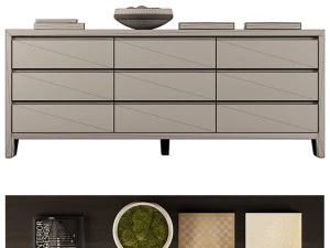 wyeth split bamboo 9 drawer dresser 3D Model