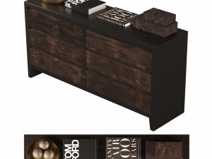 wyeth split bamboo 6 drawer dresser 3D Model