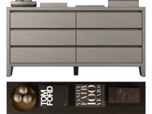 wyeth split bamboo 6 drawer dresser 3D Model