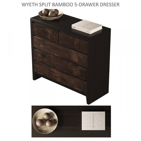 wyeth split bamboo 5 drawer dresser 3D Model .c4d .max .obj .3ds .fbx .stl .blend