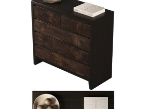 wyeth split bamboo 5 drawer dresser 3D Model
