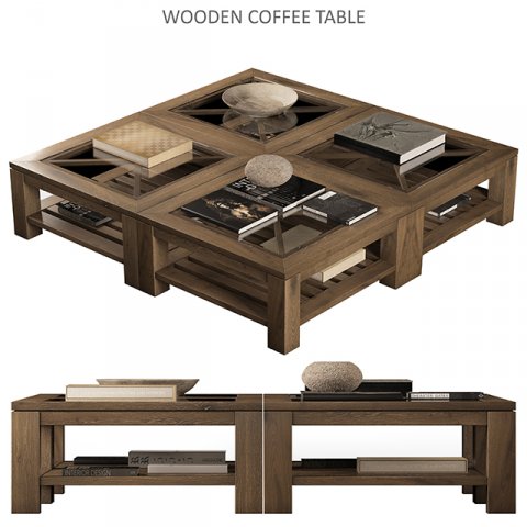 wooden coffee table Modello 3D .c4d .max .obj .3ds .fbx .stl .blend 