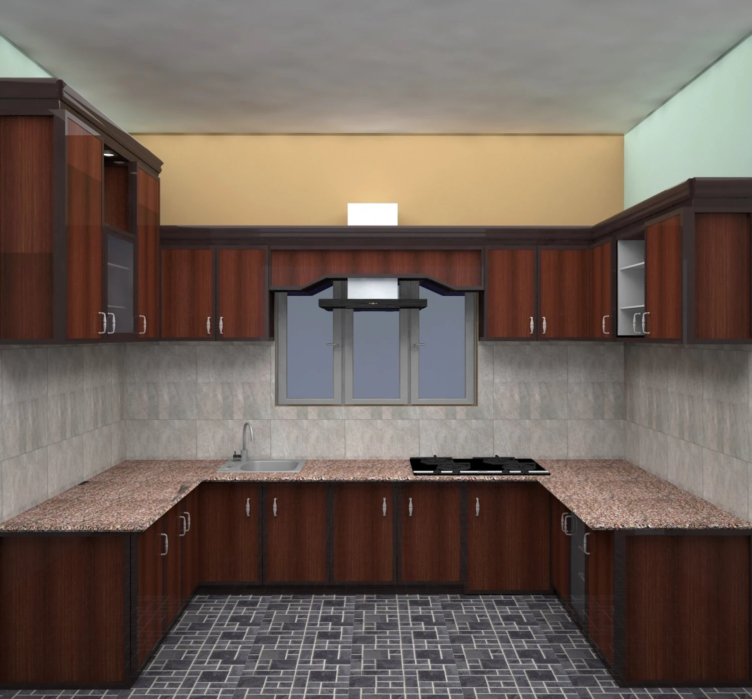modular kitchen with nice mica work 3D Model .c4d .max .obj .3ds .fbx .stl .blend 