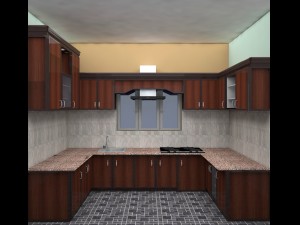 modular kitchen with nice mica work Modèle 3D