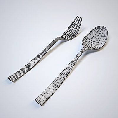 fork and spoon Modello 3D .c4d .max .obj .3ds .fbx .stl .blend 