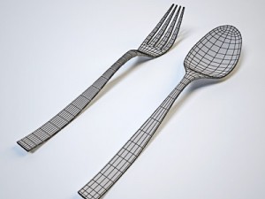 fork and spoon 3D 모델