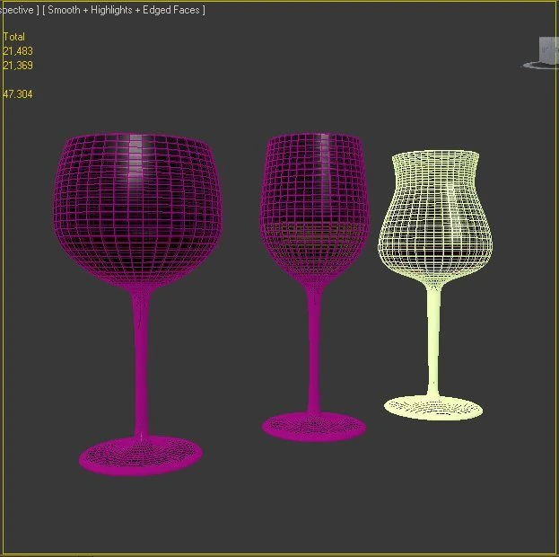wine glasses 3D Model .c4d .max .obj .3ds .fbx .stl .blend 
