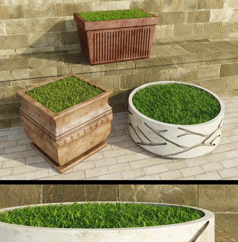 decorative grasses set 3D Model .c4d .max .obj .3ds .fbx .stl .blend