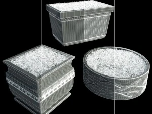decorative grasses set 3D Model