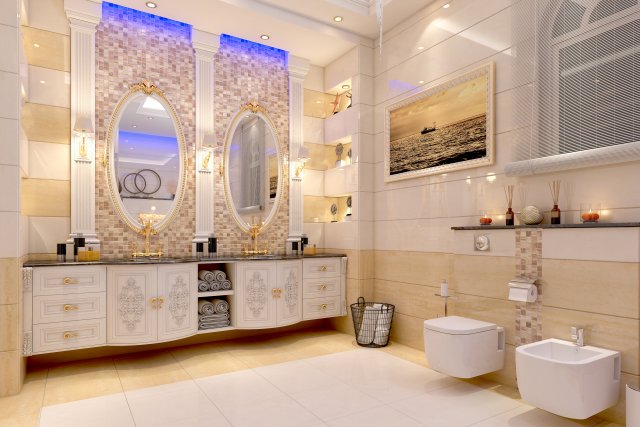 bathroom interior 01 Modello 3D .c4d .max .obj .3ds .fbx .stl .blend 