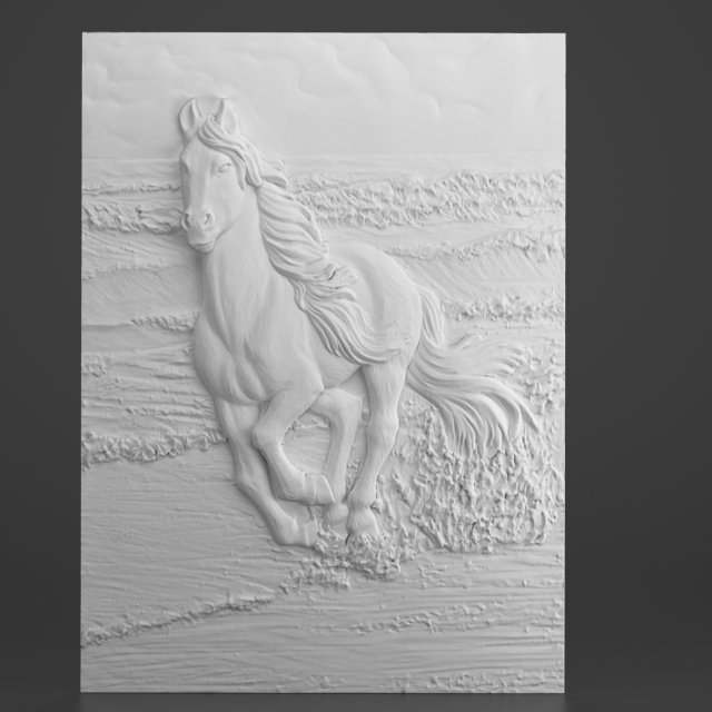 mural horse gypsum carving 002 3D Model .c4d .max .obj .3ds .fbx .stl .blend 