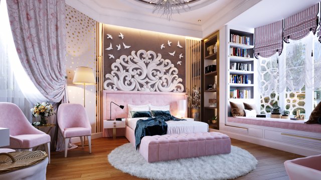 moderngirlsbedroom 3D 모델 .c4d .max .obj .3ds .fbx .stl .blend 