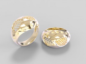 ring with leaves 3D 모델