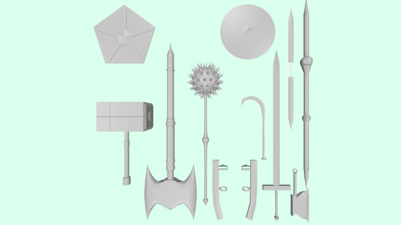 weaponry 3D Model .c4d .max .obj .3ds .fbx .stl .blend