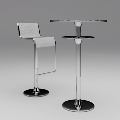 bar high chair and table 3D Model .c4d .max .obj .3ds .fbx .stl .blend 