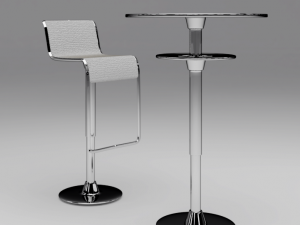 bar high chair and table 3D Model
