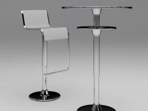 bar high chair and table 3D Model