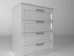 chest of 4 drawers white 3D Model
