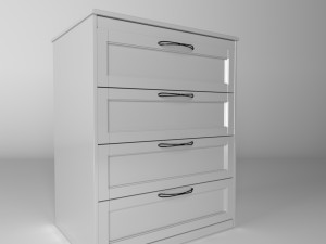 chest of 4 drawers white 3D Model