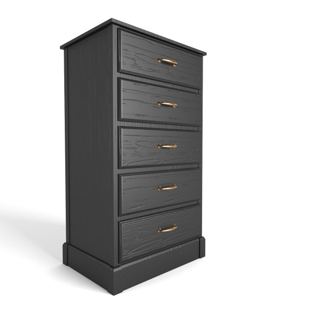 chest of drawers with 5 drawers black 3D Modell .c4d .max .obj .3ds .fbx .stl .blend 