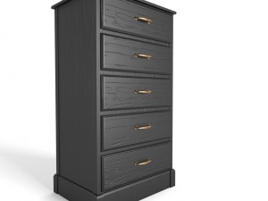 chest of drawers with 5 drawers black 3D Model